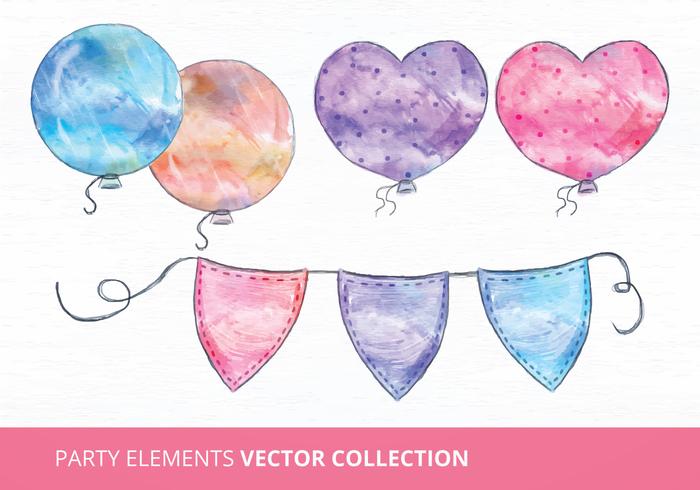 700x490 Watercolor Vector Party Elements - Watercolor Elements