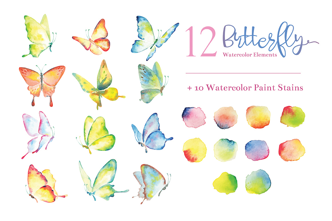 1160x772 Butterfly Watercolor Elements By Sharkampcroc Co. - Watercolor Elements