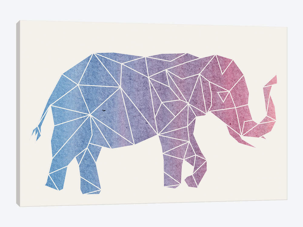 1000x750 Geo Watercolor Elephant Art Print By Xander Blue Icanvas - Watercolor Elephant Art