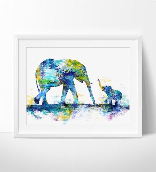 547x600 Large Abstract Painting, Elephant Art Print, Elephant Abstract Art - Watercolor Elephant Art