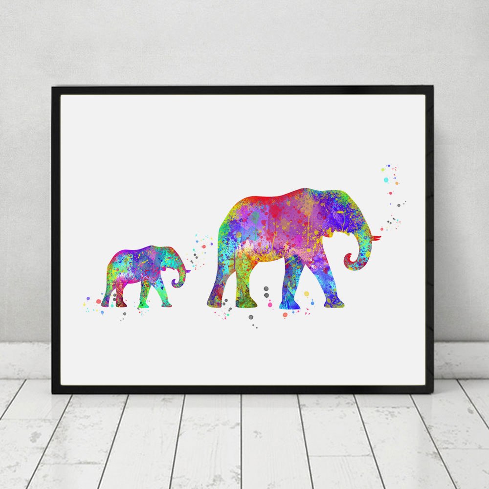 1000x1000 Buy Elephant Art Print Watercolor Baby Elephant - Watercolor Elephant Art