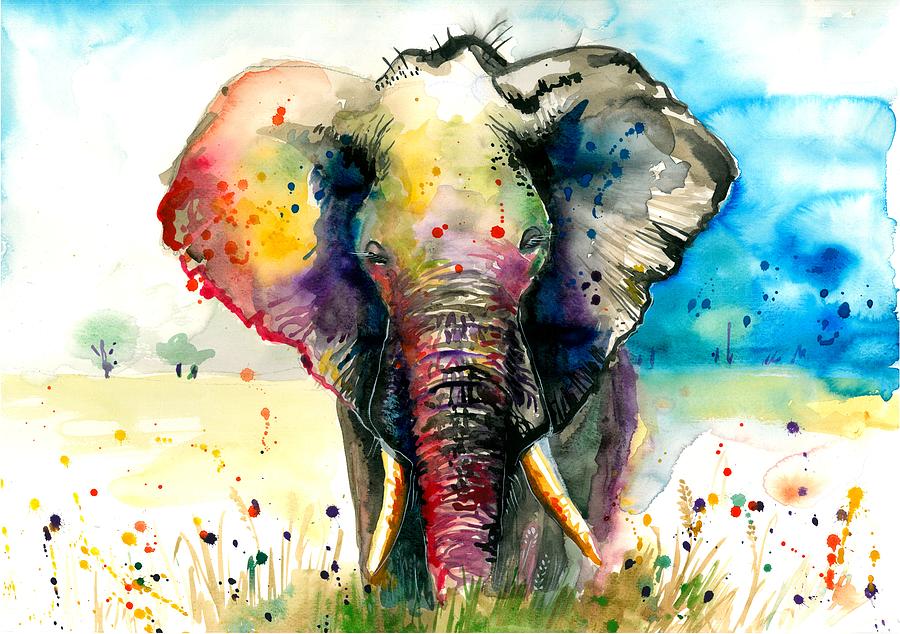 Watercolor Elephant Art at PaintingValley.com | Explore collection of ...