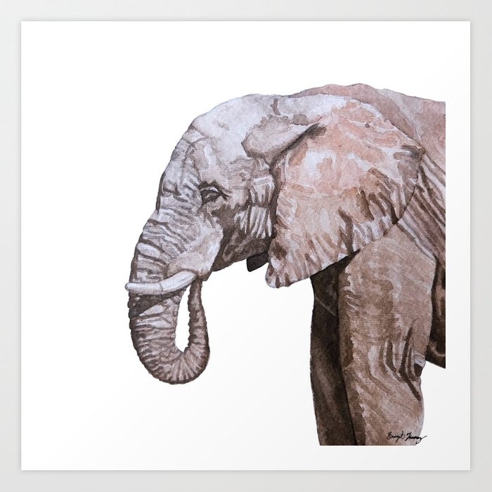 700x700 Watercolor Elephant Art Art Print By Brigit Society6 - Watercolor Elephant Art