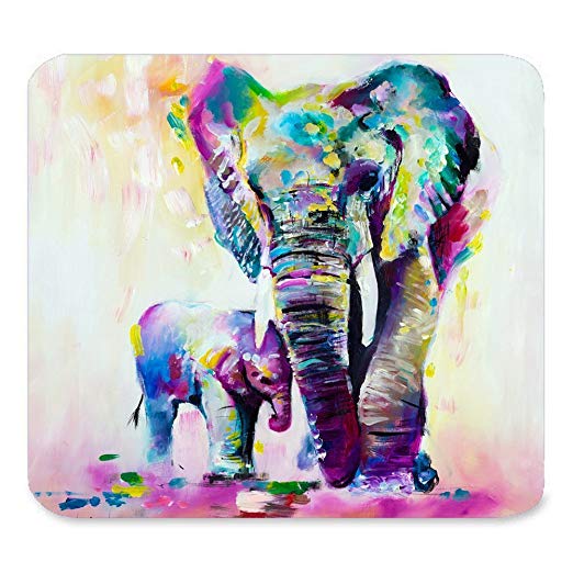 522x522 Mpban Unique Custom Rectangle Mouse Pad Extended - Watercolor Elephant Art