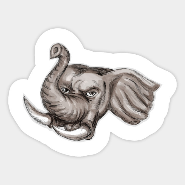 630x630 African Elephant Head Watercolor - Watercolor Elephant Head