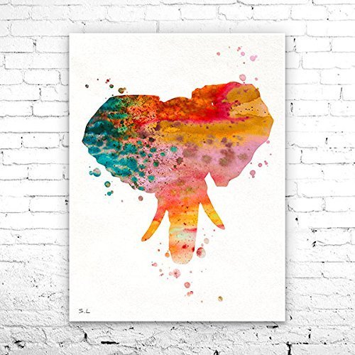 500x500 Elephant Head 4 Watercolor Print, Elephant Art, Home - Watercolor Elephant Head