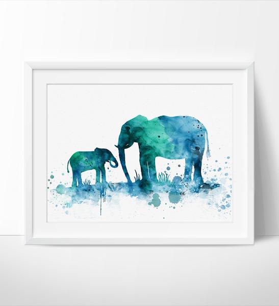 547x600 Elephant Print, Elephant Watercolor Wall Art, Elephant Painting - Watercolor Elephant Painting