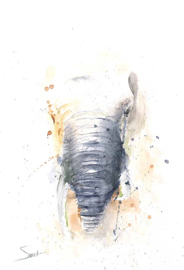 600x882 Elephant Watercolor Print Watercolor Animal Paintings - Watercolor Elephant Painting