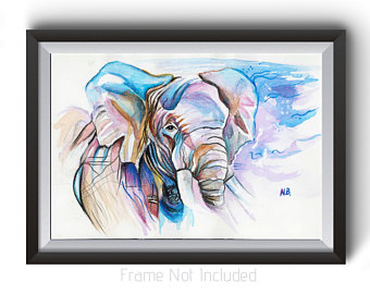 340x270 Elephant Watercolor Etsy - Watercolor Elephant Painting