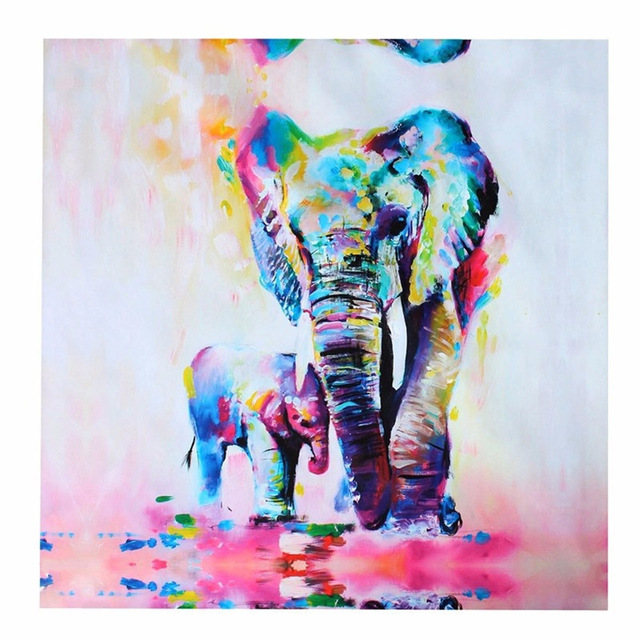 640x640 Unframed Oil Painting Cuddle Elephant Painting Hd Photo Watercolor - Watercolor Elephant Painting