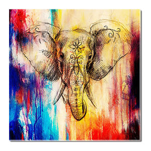 300x300 Watercolor Elephant Painting Print Canvas Animal Home Wall Art - Watercolor Elephant Painting