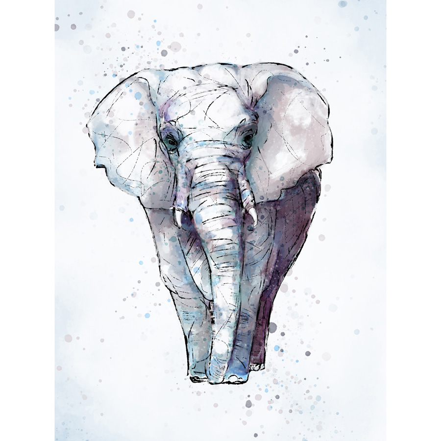 900x900 Watercolour Elephant Painting - Watercolor Elephant Painting
