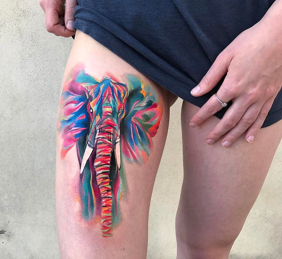 Abstract Watercolor Elephant Best Tattoo Design Ideas - Watercolor Elephant ...
