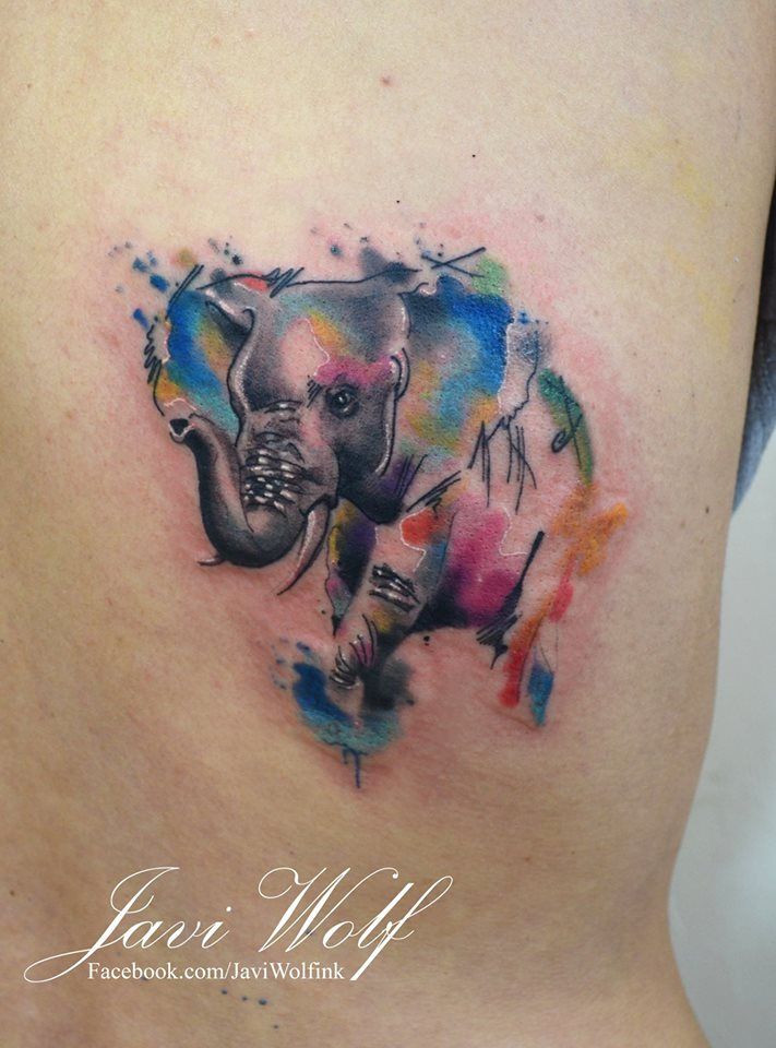 711x960 Watercolor Abstract Elephant Tattoo Design By Javi Wolf - Watercolor Elephant Tattoo