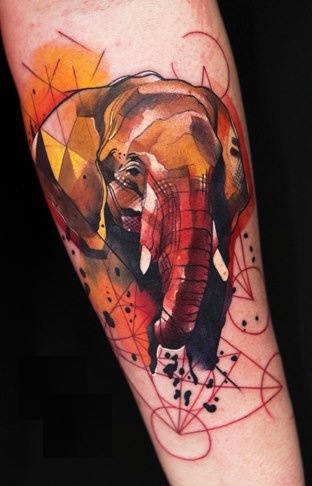 312x486 Watercolor Elephant Tattoo Best Tattoo Design Ideas - Watercolor Elephant Tattoo