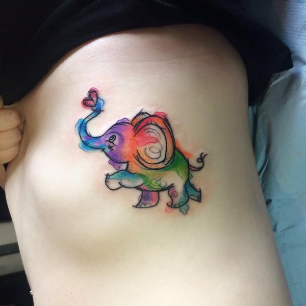 600x600 Watercolor Elephant Tattoo Designs,ideas And Meaning Tattoos For You - Watercolor Elephant Tattoo