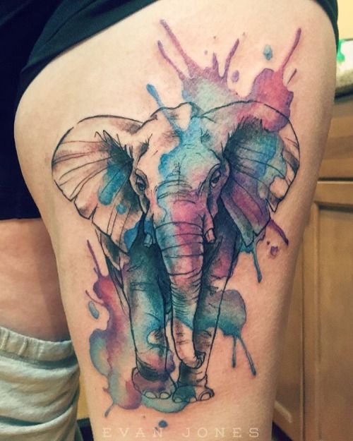 500x625 Elephant Watercolor Tattoo Elephant Tattoos - Watercolor Elephant Tattoo