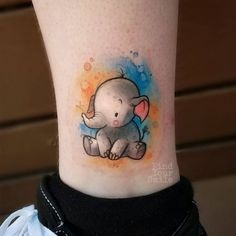 236x236 Elephant Watercolor Tattoo By Russell Van Schaick Tattoos - Watercolor Elephant Tattoo