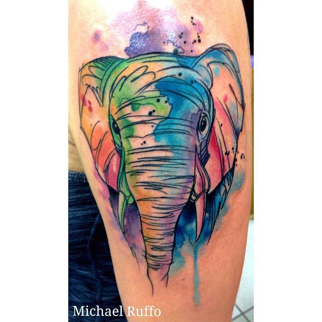 640x640 37 Mind Boggling Elephant Tattoo Designs - Watercolor Elephant Tattoo