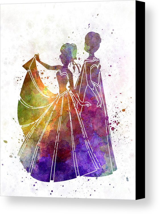 559x750 Elsa The Snow Queen And Anna In Watercolor Canvas Print Canvas - Watercolor Elsa