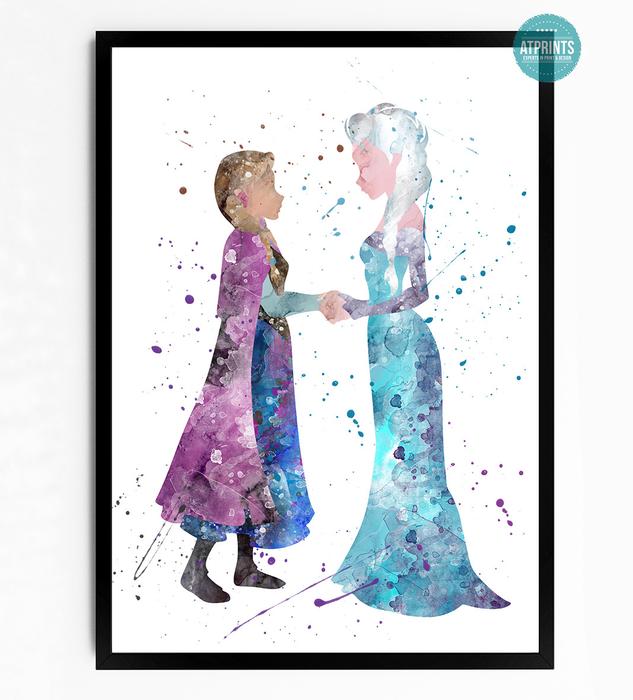 633x700 Frozen Watercolour Art Print - Watercolor Elsa