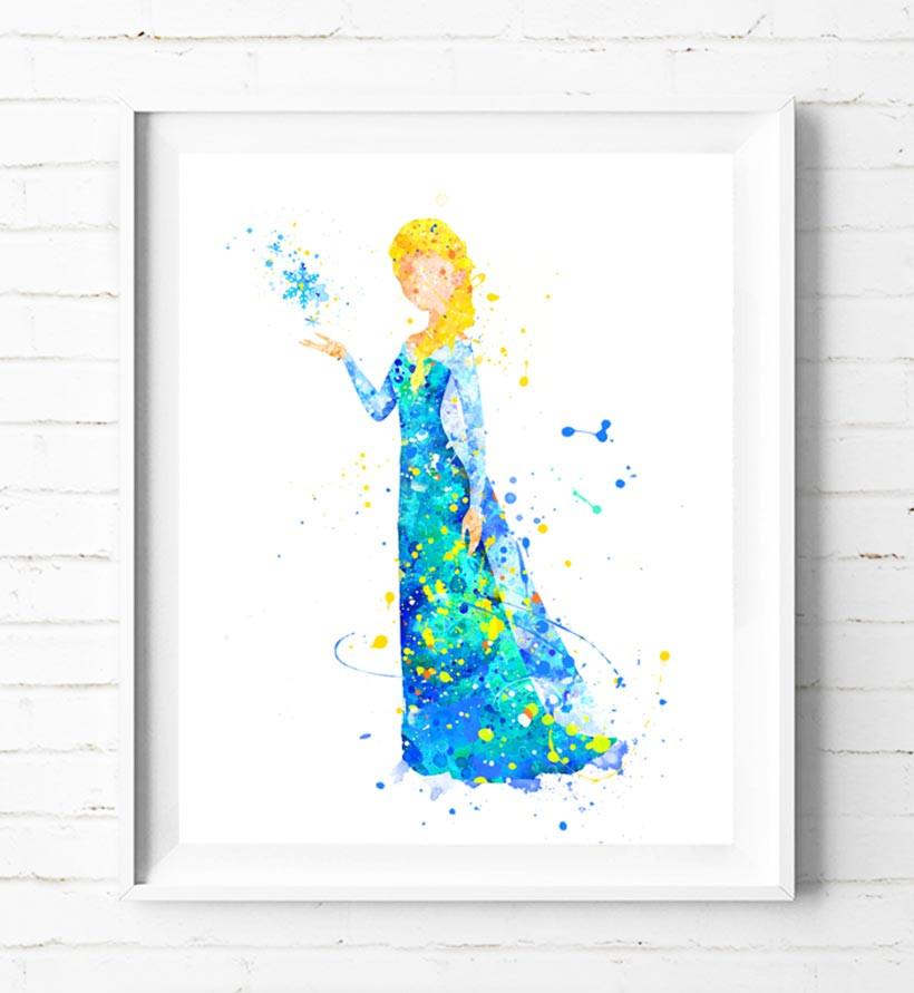 820x891 Disney Frozen Princess Elsa Art Print Poster Watercolor Painting - Watercolor Elsa