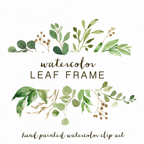 570x570 Watercolor Leaf Frameleaveswedding Invitationclipart - Watercolor Eucalyptus Leaves