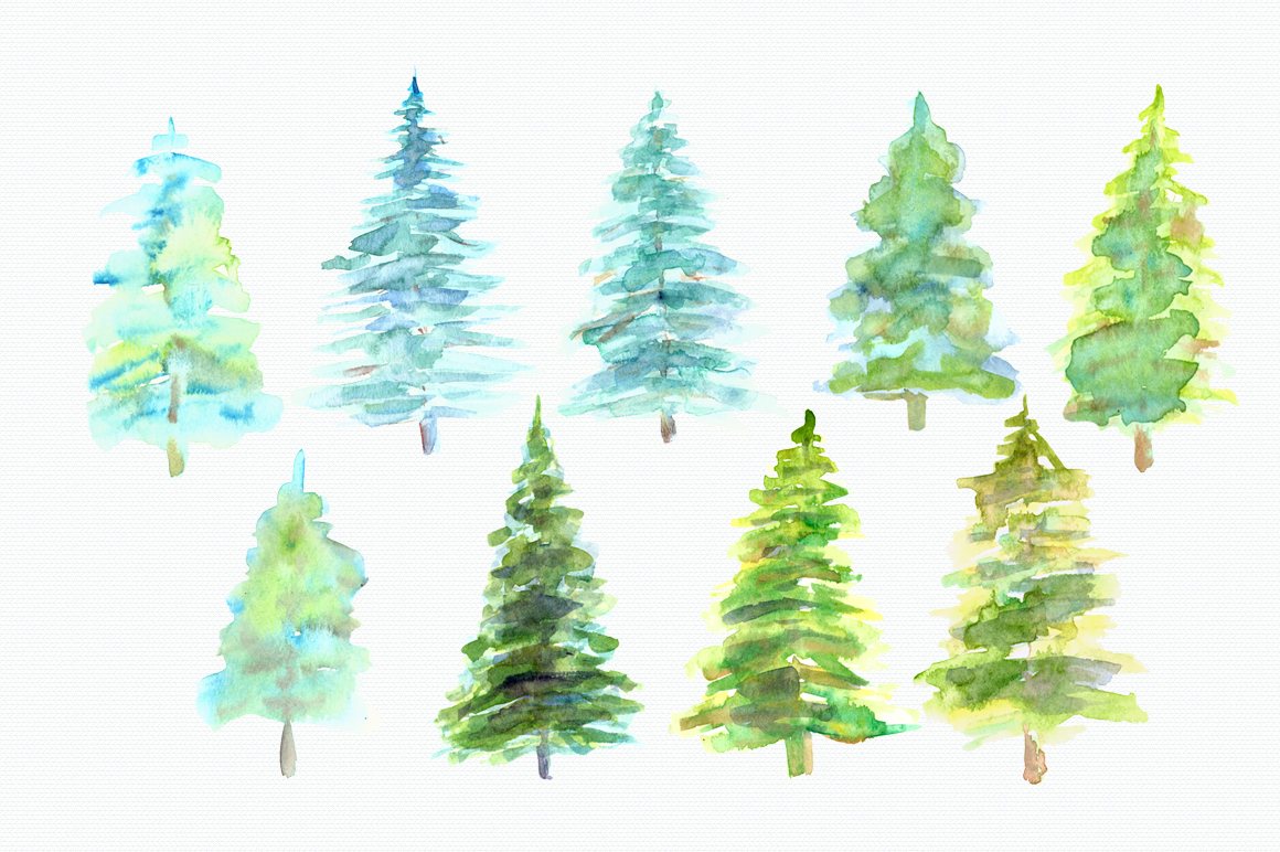 Watercolor Evergreen Trees at PaintingValley.com | Explore collection ...