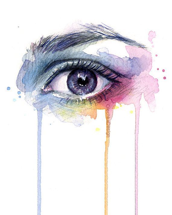 570x713 Beautiful Eye Dripping Rainbow Watercolor Art By Olechkadesign - Watercolor Eye