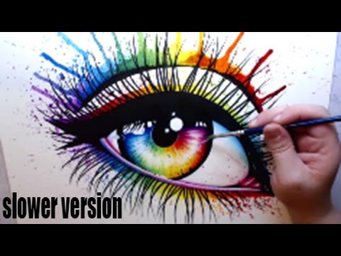 480x360 Rainbow Eye Watercolor Painting - Watercolor Eye Painting
