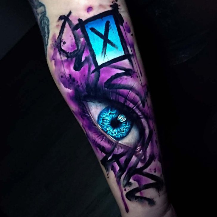 728x728 Purple Eye Tattoo On Arm Best Tattoo Ideas Gallery - Watercolor Eye Tattoo