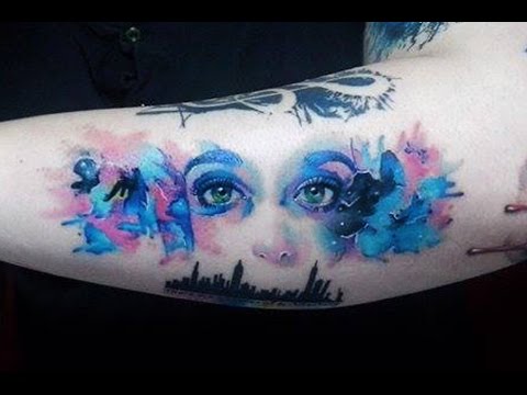 480x360 Eyes Amp City Watercolor Tattoo - Watercolor Eye Tattoo