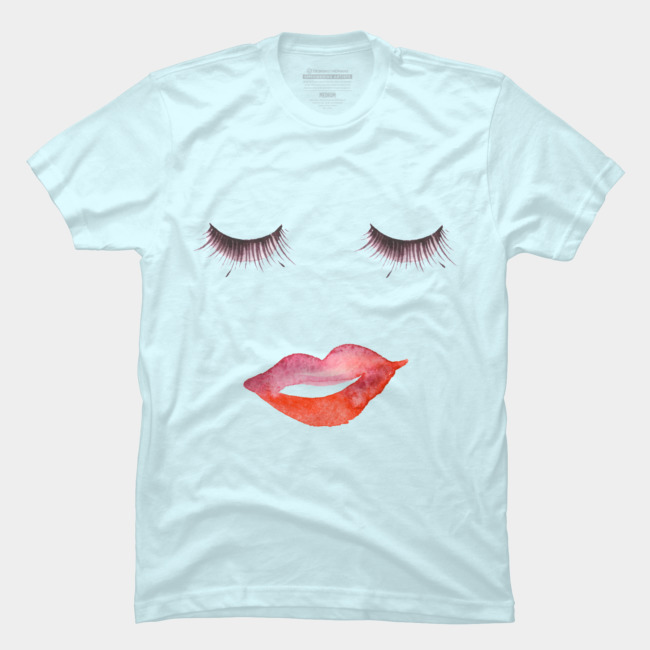 650x650 Girly Glam Watercolor Lips And Eyelashes T Shirt By Zenandchic - Watercolor Eyelashes