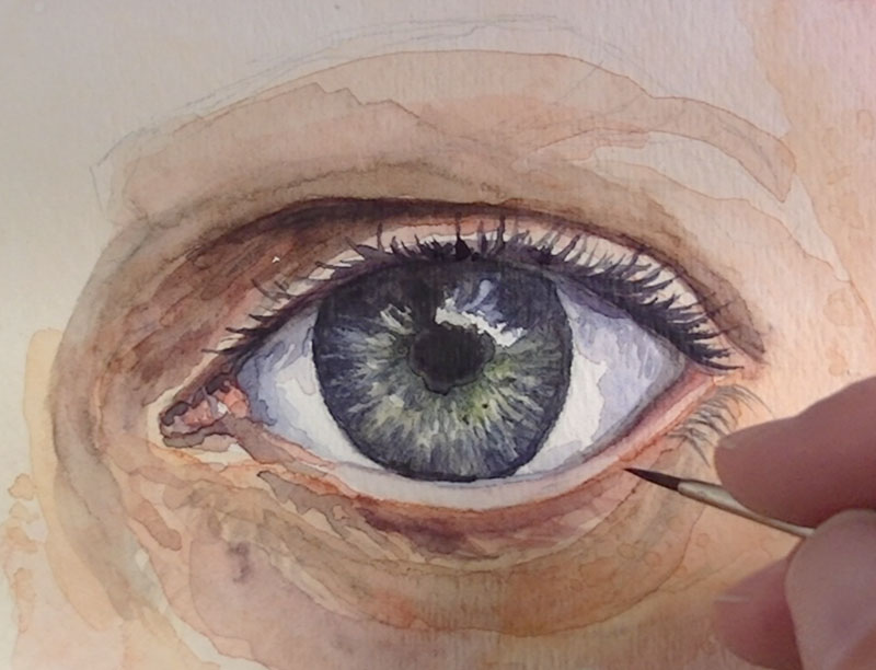 800x612 How To Paint An Eye With Watercolor - Watercolor Eyelashes