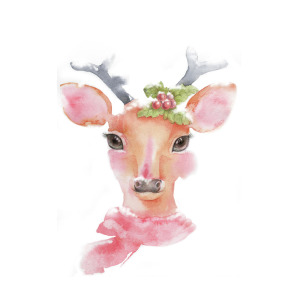 300x300 Watercolor Cute Deer With Long Eyelashes Painting By Acharaporn - Watercolor Eyelashes