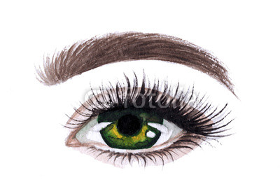 400x280 Woman Eyes With Long Eyelashes. Hand Drawn Watercolor Illustration - Watercolor Eyelashes