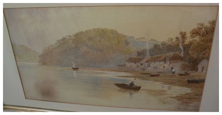 740x383 F. Walters 19th Century English Watercolor Landscape Painting Of - Watercolor F