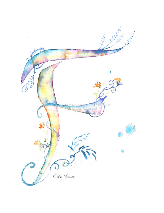 570x737 Letter F - Watercolor F