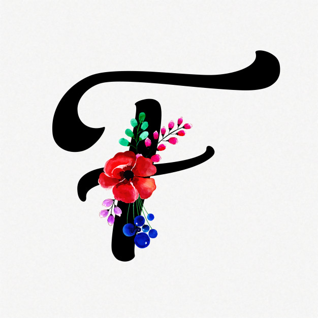 626x626 Letter F Watercolor Floral Background Vector Premium Download - Watercolor F
