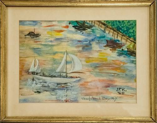 500x394 Two Original Watercolor Paintings By John F. Kennedy, Done In 1960 - Watercolor F