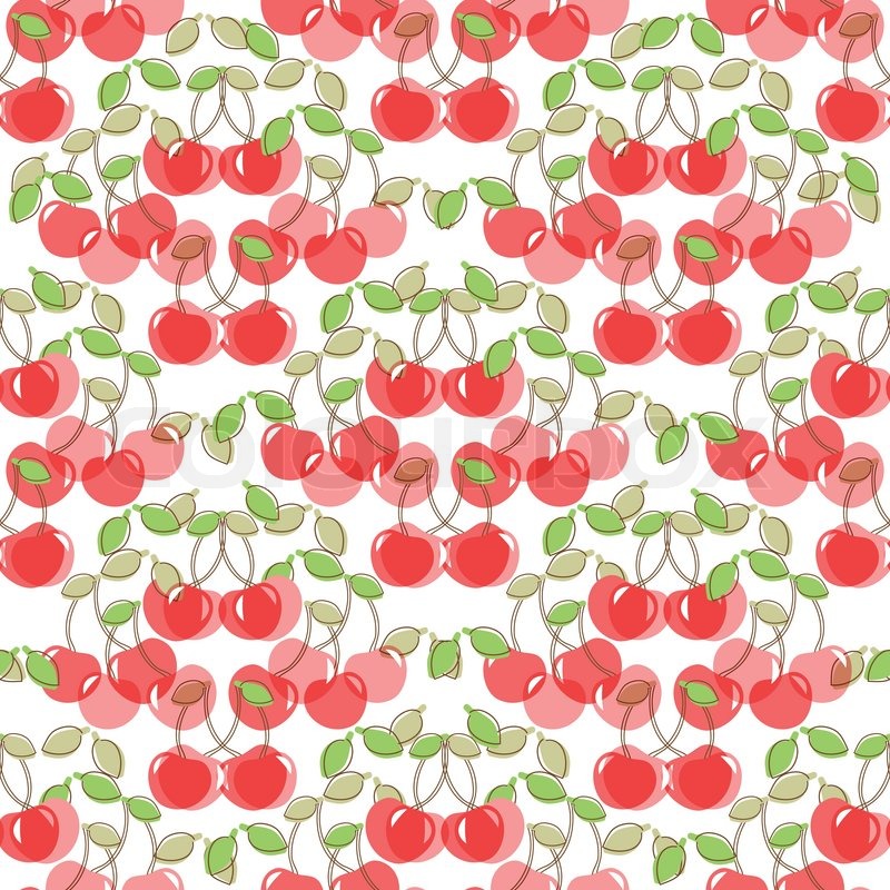 800x800 Seamless Pattern With Watercolor Berry Cherry. Endless Repeating - Watercolor Fabric Design