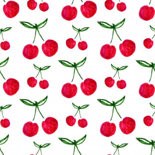 626x626 Seamless Pattern With Watercolor Cherry. Endless Print Background - Watercolor Fabric Design