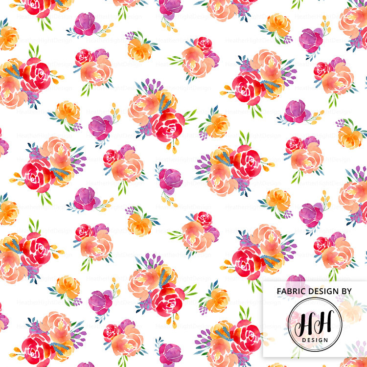 750x750 Spring Floral Fabric By The Yard Watercolor Florals Fabric - Watercolor Fabric Design