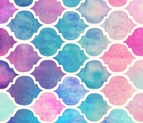 470x403 Rainbow Pastel Watercolor Moroccan Pattern - Watercolor Fabric Prints