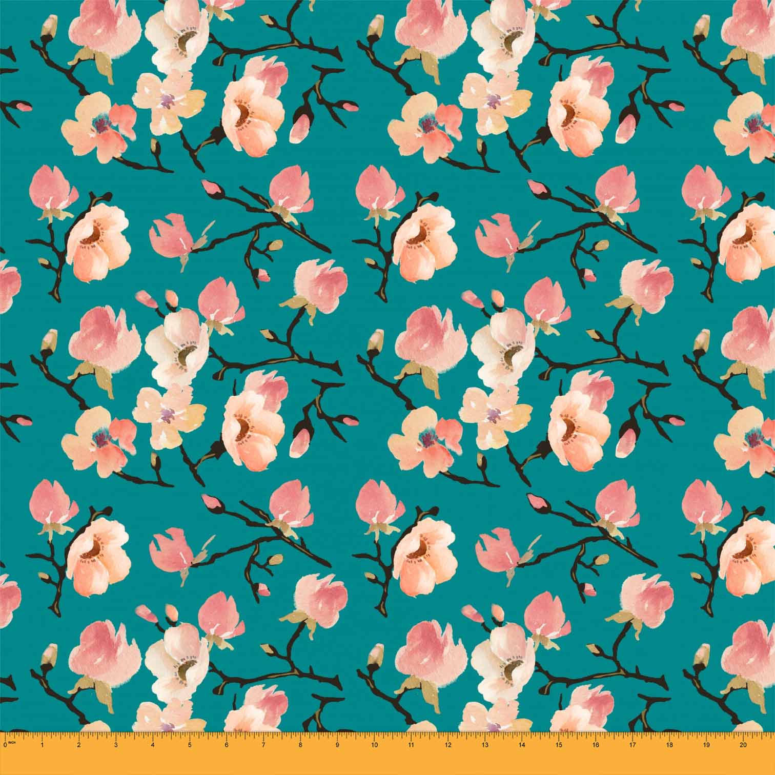 1512x1512 Soimoi Fabric Apple Blossom Watercolor Fabric Prints By Yard Wc - Watercolor Fabric Prints