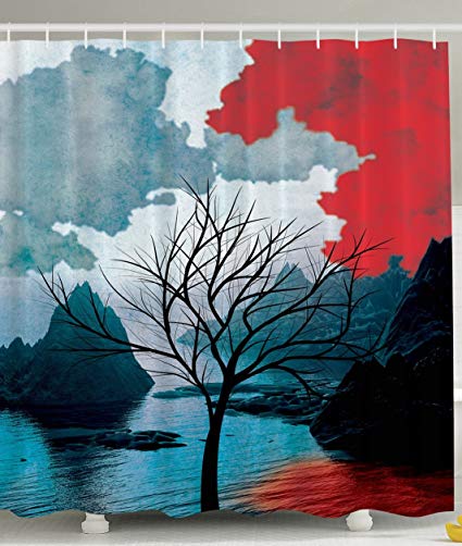 425x502 Ambesonne Winter Tree Mystic Landscapes Watercolor - Watercolor Fabric Prints