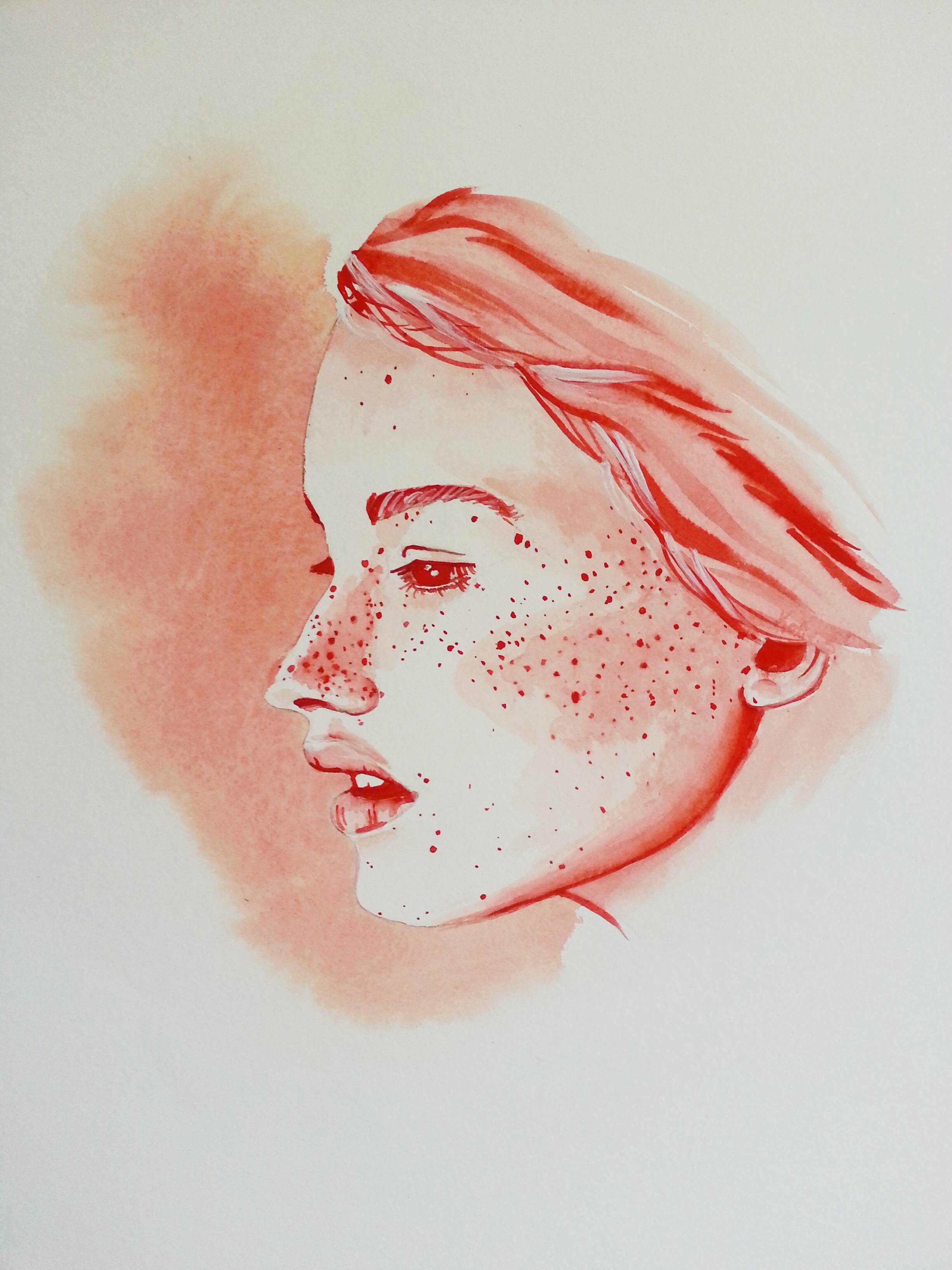 2448x3264 Lady In Red Watercolor Art - Watercolor Face Profile