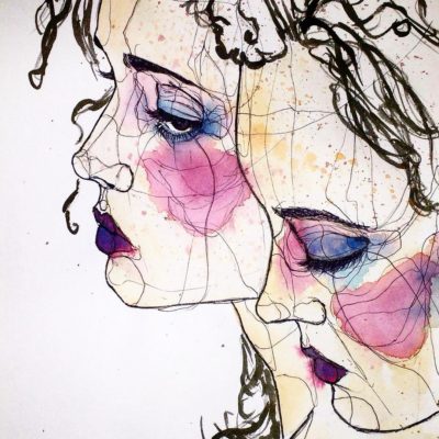 400x400 Tattoo Of Forest, Colour, Painting, Watercolour, @justinmltn - Watercolor Face Profile