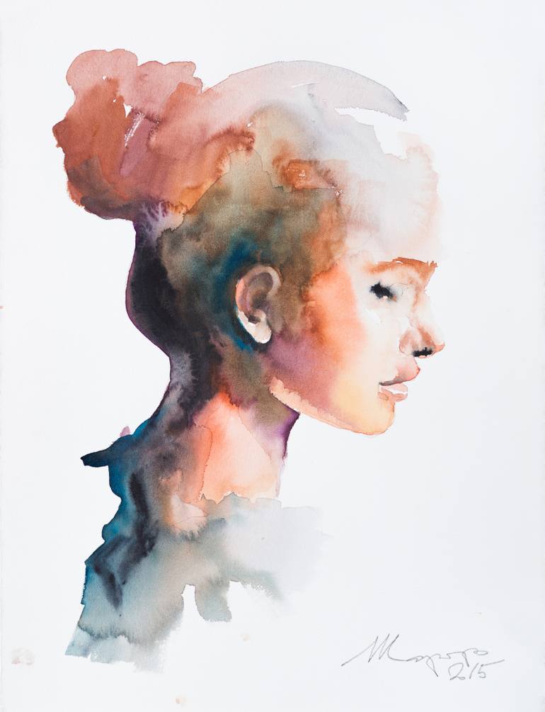 770x1005 Series Profile 2 Painting By Andrei Sharov Saatchi Art - Watercolor Face Profile