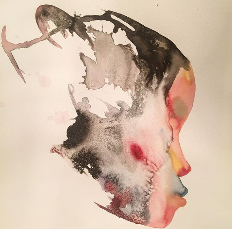 749x741 David Choe - Watercolor Face Profile